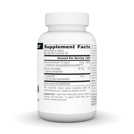 Source Naturals L-Tryptophan with Coenzyme B-6 500mg - 120 Tablets