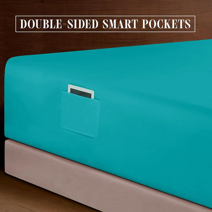 Elegant Comfort Luxurious 1500 Premium Hotel Quality Microfiber 4-Piece Sheet Set, 18-24 Inches Deep - Extra Deep Pocket Sheets - Ultra Soft 4PC Deep Pocket Sheets, Twin/Twin XL, Turquoise