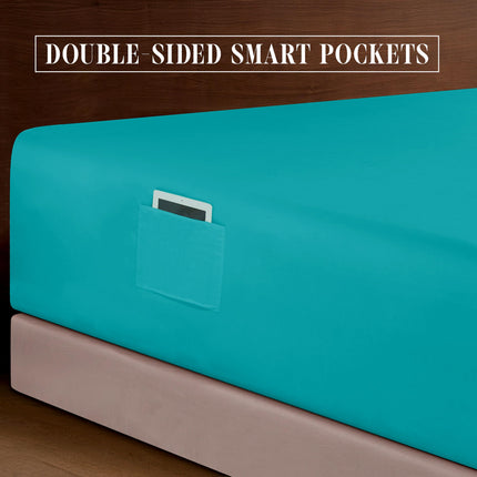 Elegant Comfort 4-Piece Bed Sheet Set - Luxury Bedding 1500 Premium Hotel Quality Microfiber, All Around Elastic 18-24 Inches Deep Fitted Sheet- Extra Deep Pocket Sheets, King, Teal