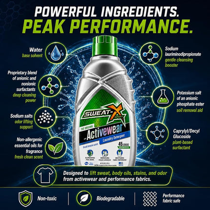 SWEATX Activewear Laundry Detergent Liquid, 45 Loads