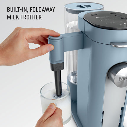 Ninja Pod & Grounds Specialty XL Single-Serve Coffee Maker, K-Cup Pod Compatible, Brews Grounds, Compact Design, Built-In Milk Frother, 68-oz. Reservoir, 6oz. Cup-24oz. Mug Sizes, Denim Blue, PB055ABL