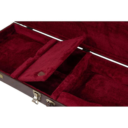 Crossrock Electric Guitar Case fits PRS SE Standard Solid Body, Wooden Hard-Shell, Sponge Lining, Metal Feet, Storage Space - Rectangular, Brown (CRW620PRSEBR-R)