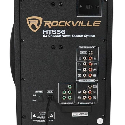 Rockville HTS56 1000w 5.1 Channel Home Theater System/Bluetooth/USB+8" Subwoofer