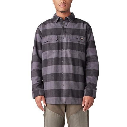 Dickies Men's Heavyweight Brawny Flannel Shirt, Grey, Medium