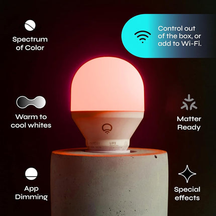 LIFX Color, A19 800 lumens, Wi-Fi Smart LED Light Bulb, Billions of Colors and Whites, No Bridge Required, Compatible with Alexa, Hey Google, HomeKit and Siri (2 Pack)