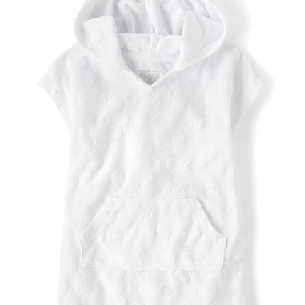 The Children's Place Baby Girls and Toddler Hooded Swim Coverup, White Terry, 3T