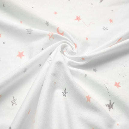 Drap-housse en jersey de coton 100 % naturel imprimé American Baby Company, pour parc pliant, motif étoiles et lune roses, doux et respirant, pour filles