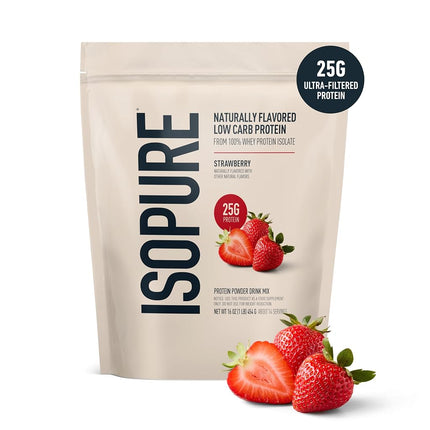 Isopure Protein Powder, Natural Strawberry, 1 Pound