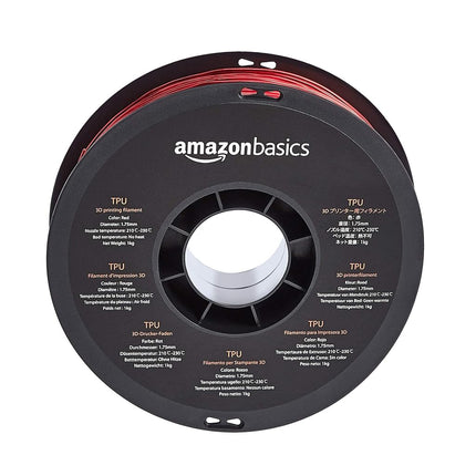 Amazon Basics TPU 3D Printer Filament, 1.75 mm, Red, 1 kg Spool (2.2 lbs)