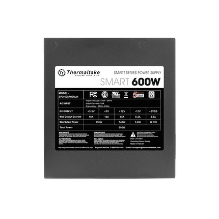 Thermaltake SMART 600W ATX 12V V2.3/EPS 12V 80 Plus Certified Active PFC Power Supply PS-SPD-0600NPCWUS-W