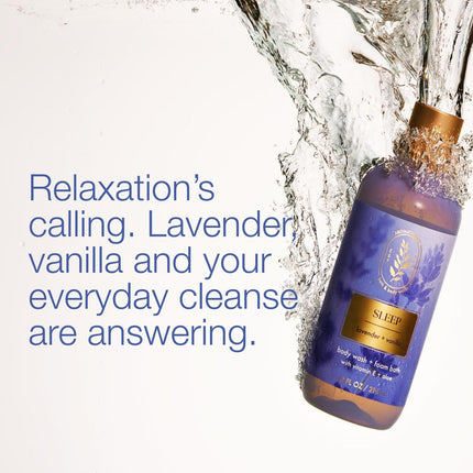 Lote de 2 geles de baño y espuma de baño de aromaterapia de lavanda y vainilla para dormir de 295 ml de Bath & Body Works.