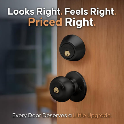 Copper Creek CKDB141-BC Colonial Door Knob Keyed Alike with Deadbolt Combination, Black