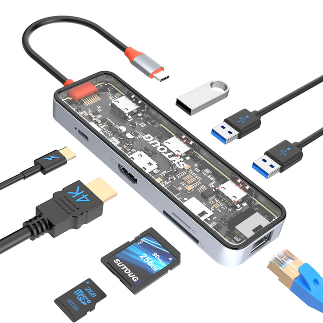SUTOUG 8 in 1 USB C Hub, USB C Hub Multiport Adapt