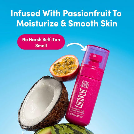Coco & Eve Antioxidant Face Tanning Micromist. Sunless Self Tanning Face Mist with Antioxidants to Boost Hydration. Quick, Flawless, Streak Free Face Tan (75ml)