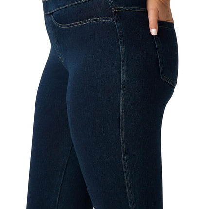 No Nonsense Women's Classic Denim Capri Legging with Pockets, Dark Denim, XXL