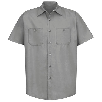 Red Kap Men's Industrial Work Shirt, Regular Fit, Short Sleeve Utility Button, Light Grey, XL