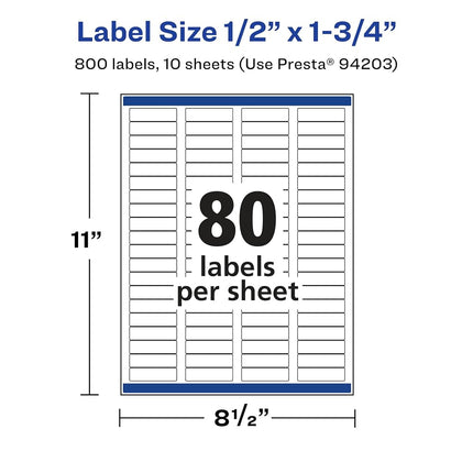 Avery Glossy Clear Rectangle Labels with Sure Feed, .5" x 1.75", 800 Glossy Clear Labels (36505)