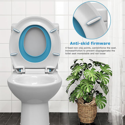 Toilet Seat Cover,Toddler Toilet Seat Round for Kids Potty Training, Soft-Close Design with PP Material, Built-in Child Seat for Toddlers, Easy to Clean and Install - Blue Lid