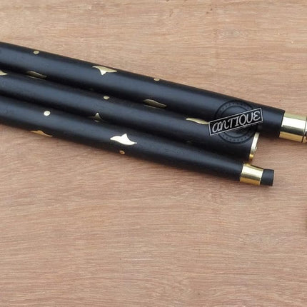 Brass Handle Victorian Foldable Wooden Walking Stick Cane Ideal Vintage Gift Men Women Father/Mother (Black Victorian)