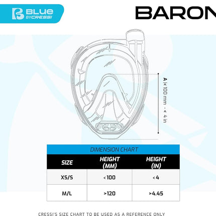 Cressi Baron Full Face Masks, Clear/Silver, M/L