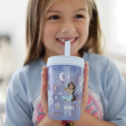 Zak Designs Disney Princess Kelso 15oz Leak-Proof Toddler Cups, 2-Pack
