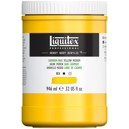 Peinture Acrylique Corps Épais Professionnelle Liquitex, Pot de 946 ml, Jaune Cadmium Sans Médium