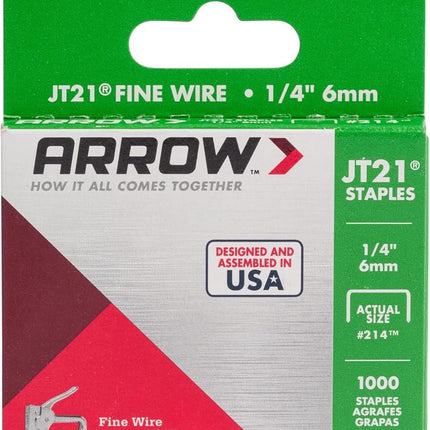 Arrow Staples Jt21 Box 1000 - 1/4 in