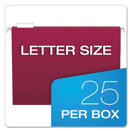 Pendaflex PFX81613 Recycled Hanging Folders, Letter Size, Burgundy, 1/5 Cut, 25/BX (81613)