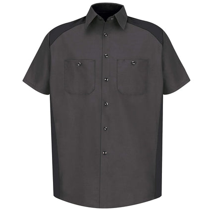 Red Kap Men's Motorsports Shirt, Short Sleeve, Charcoal/Black, XL