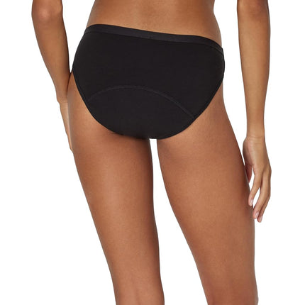 Hanes Women's Comfort, Bikini, Super Leaks Post-Partum & Period Underwear, 3-Pack, Black/Concrete Heather/Black, Black/Concrete Heather/Black, L