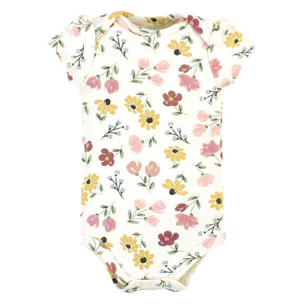 Mameluco y pantalón de algodón unisex de Hudson Baby, estampado floral suave de manga corta, recién nacido
