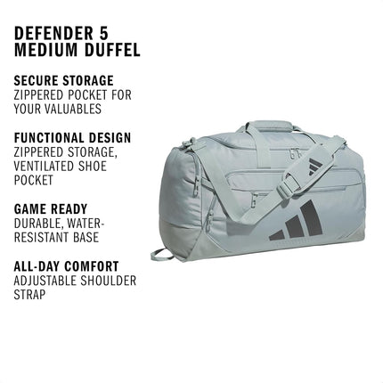 adidas Defender 5 Small Duffel, Wonder Sage Green/Grey Six/Medium 59L, One