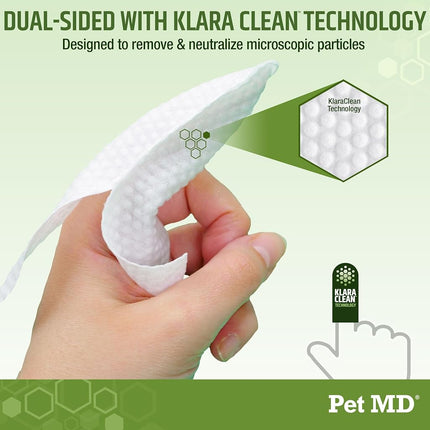 Pet MD Ear Finger Wipes for Dogs - with Eucalyptus and Aloe Vera for Dogs - Alcohol-Free Pet Ear Cleaning Finger Wipes & Puppy Ear Cleaner - Dog Hygiene Products and Supplies - 50ct