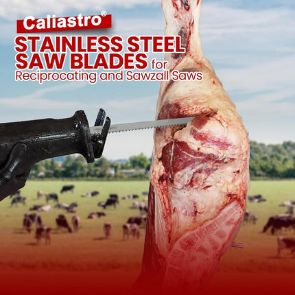 12-Inch Stainless Steel Frozen Meat Bone Cutting Saw Blades for Reciprocating and Sawzall Saws - 5 Pack - Caliastro