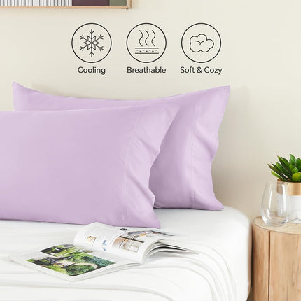 BEDELITE Pillow Cases Standard Size 2Pcs, Rayon from Bamboo, Light Purple