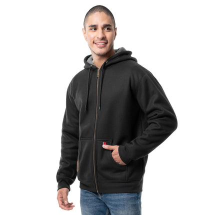 Sudadera con capucha térmica Sherpa con cremallera Wrangler para hombre, negro jaspeado/gris, 3XL