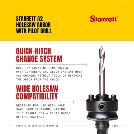 Starrett - A2 Arbor To Suit 32mm-210mm Holesaws