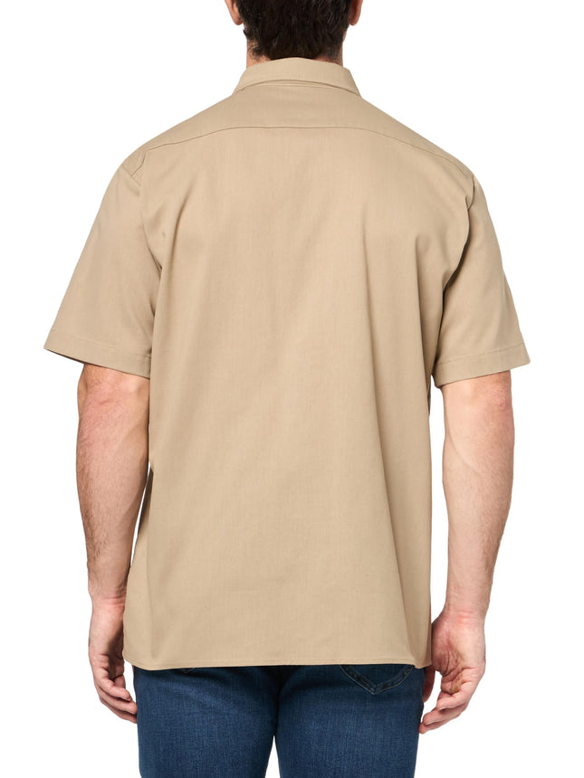 Dickies Men's Flex Slim Fit Short Sleeve Work Shirt, Desert Sand, Medium