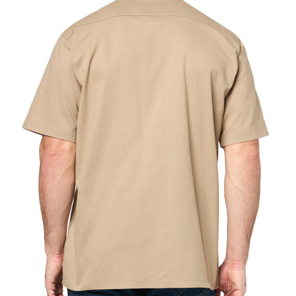 Dickies Men's Flex Slim Fit Short Sleeve Work Shirt, Desert Sand, Large