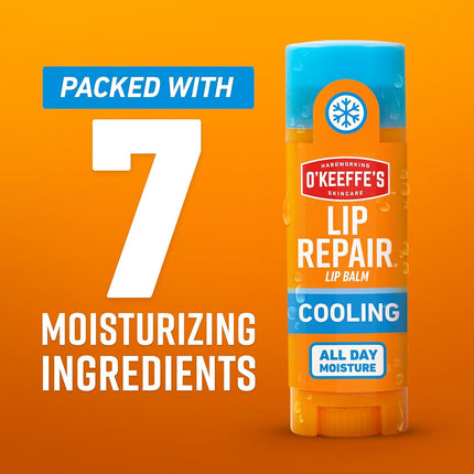O'Keeffe's Lip Repair Lip Balm with Cooling Relief for Dry, Cracked Lips - Stick (2 Pack) - Moisturizer for Very Dry Lips