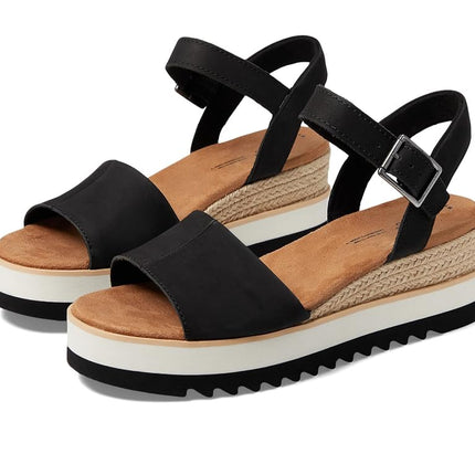 TOMS Women's Diana Sandal, Black Leather, 6.5