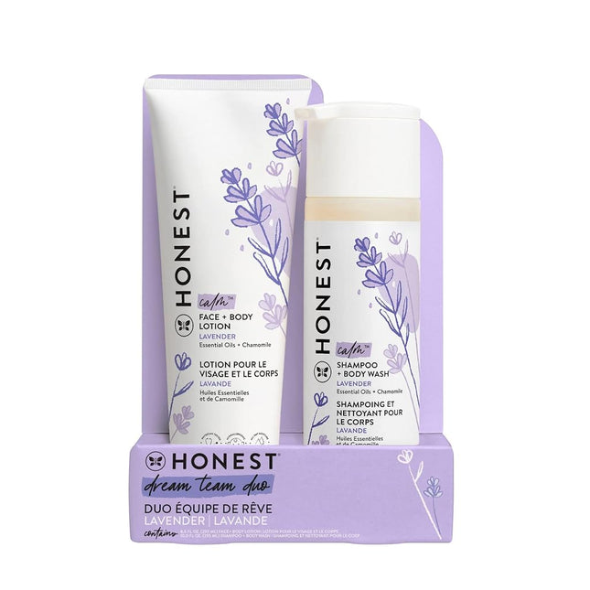 The Honest Company 2-Piece Dreamy Lavender Shampoo + Body Wash (10 fl. oz) & Face + Body Lotion (8.5 fl. oz.) Bundle | Tear Free | Naturally Derived Ingredients | Sulfate & Paraben Free Baby Bath