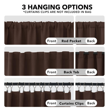 Deconovo Room Darkening Blackout Curtains - (Chocolate Color), Back Tab and Rod Pocket Curtains, 52W x 95L Inch, Thermal Insulated Blackout Curtains for Office, 2 Panels