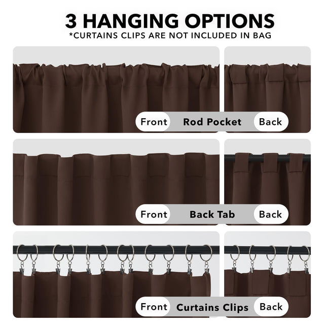 Deconovo Room Darkening Blackout Curtains - (Chocolate Color), Back Tab and Rod Pocket Curtains, 52W x 95L Inch, Thermal Insulated Blackout Curtains for Office, 2 Panels