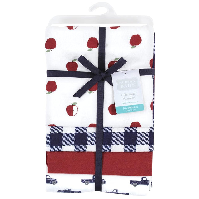 Hudson Baby Unisex Baby Cotton Flannel Receiving Blankets, Apple Orchard, One Size