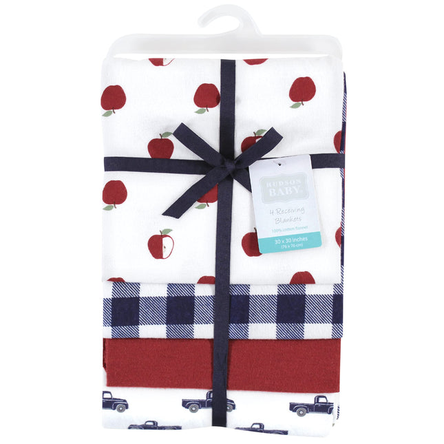 Hudson Baby Unisex Baby Cotton Flannel Receiving Blankets, Apple Orchard, One Size