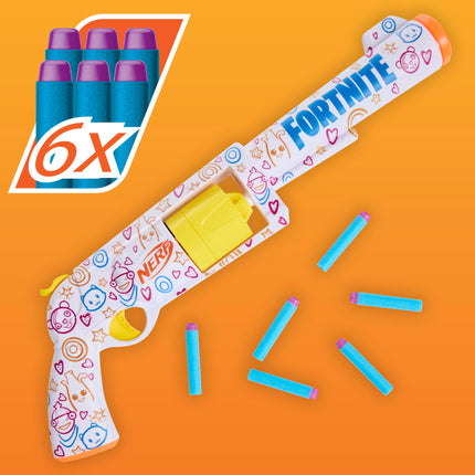 Nerf Fortnite Frenz 4 Ever Blaster, Bonus Code to Unlock Frenz 4 Ever Wrap in The Game, 6 Elite Darts, 6-Dart Drum, Fortnite Gifts