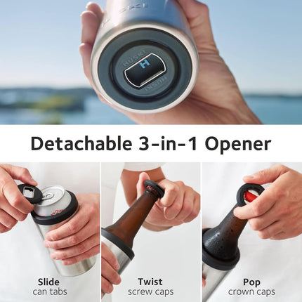 Huski Big Can Cooler | NEW | Premium 440ml & 500ml Beer & Energy Drink Cooler with Detachable 3-in-1 Opener | Triple Insulated | Keeps Cans up to 10x Colder | Doubles as a Tumbler (Brushed Stainless)