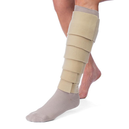 FarrowWrap Basic para pierna, color tostado con calcetín de compresión, BSN Jobst FarrowMed (regular, pequeña)