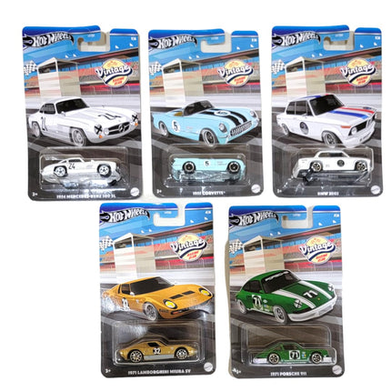 Hot Wheels -Set of 5 Vintage Racing Club 2024 Launch Pack Die Cast Vehicles HRT81-956A